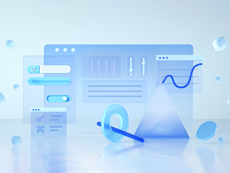 玻璃数据统计蓝色C4D