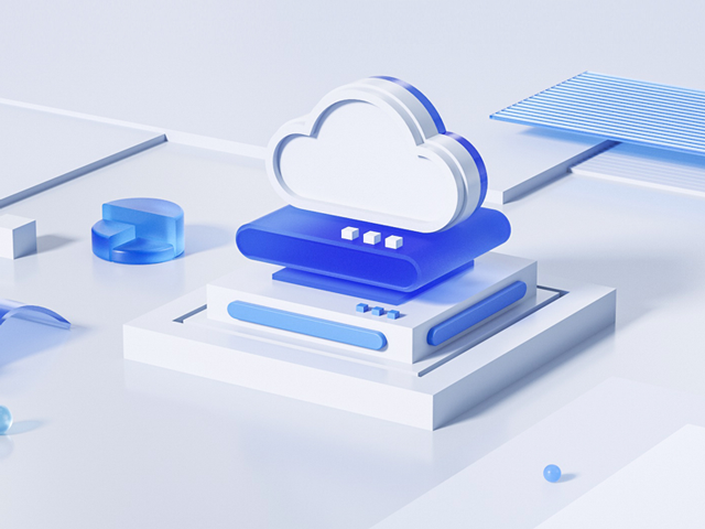 商务玻璃几何云服务蓝白C4D