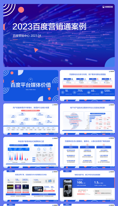 某度蓝色全景商业动能计划书营销通案65页PPT模版