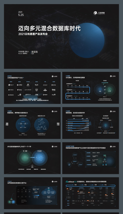 互联网科技风数据库产品发布会PPT模板