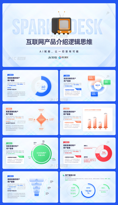 28页活力炫彩科大讯飞互联网项目介绍方案讲解分析PPT模版