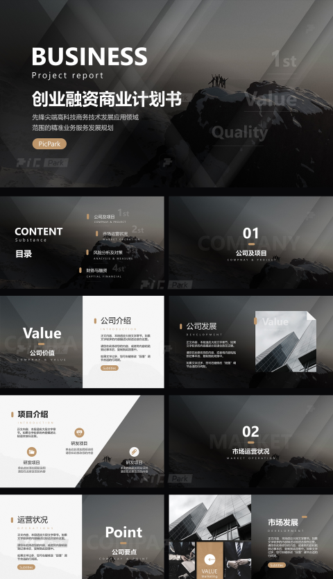 暗黑风高端创业融资计划书