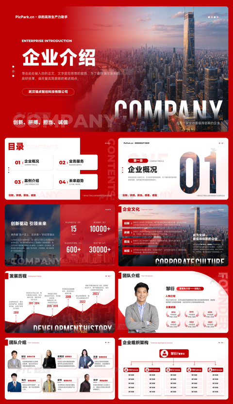 25页超实用大气红简约商务企业业务案例介绍PPT模板